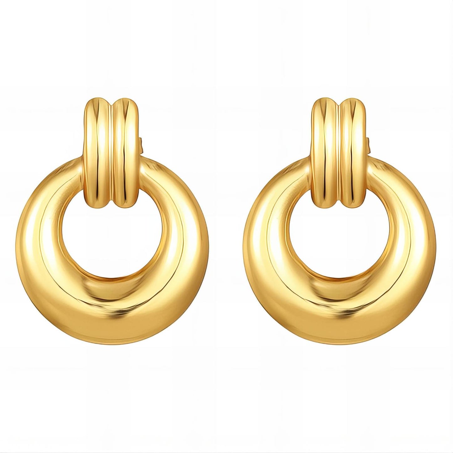 Earrings, 18K Gold Plated Steel