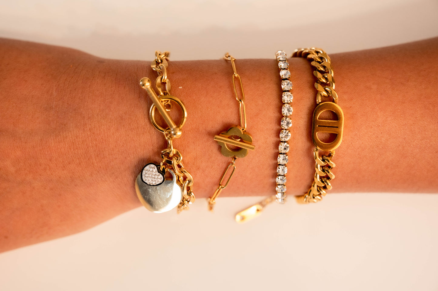 18K gold plated Stainless steel "Hearts" bracelet