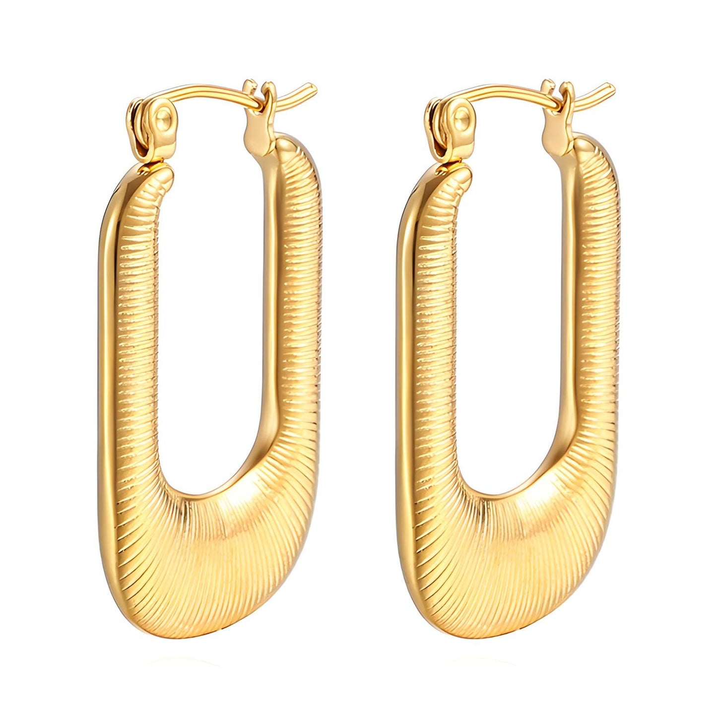 Earrings, 18K Gold Plated Steel