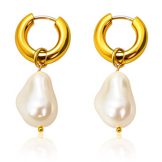 Earrings, 18K Gold Plated Steel