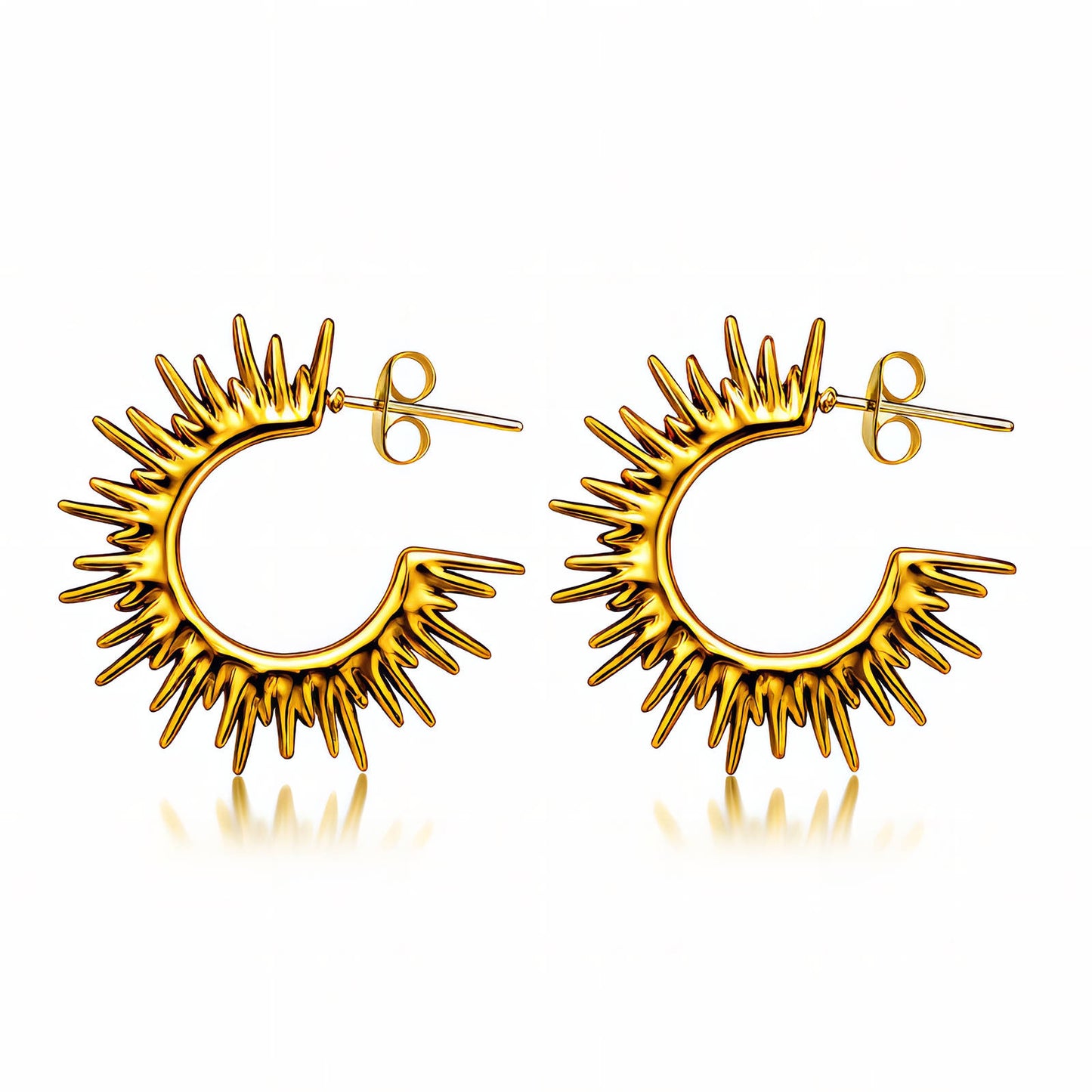 Earrings, 18K Gold Plated Steel