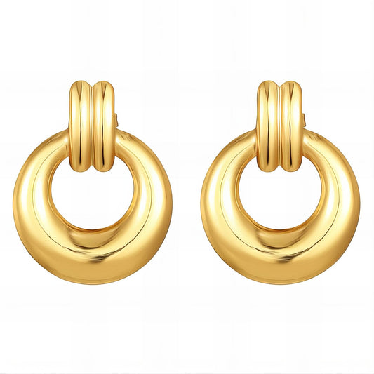 Earrings, 18K Gold Plated Steel