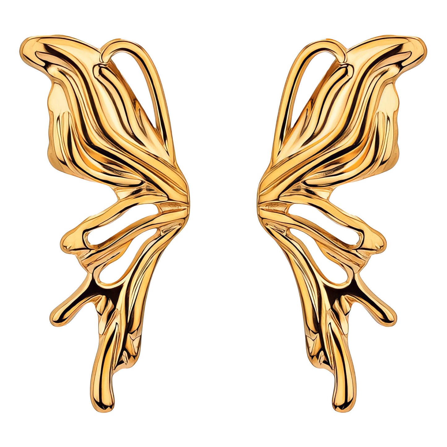 "Butterfly" Earrings, 18K Gold Plated Steel