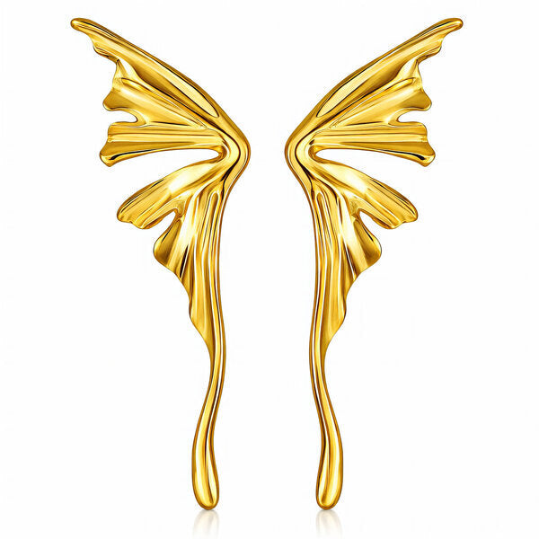 Earrings, 18K Gold Plated Steel